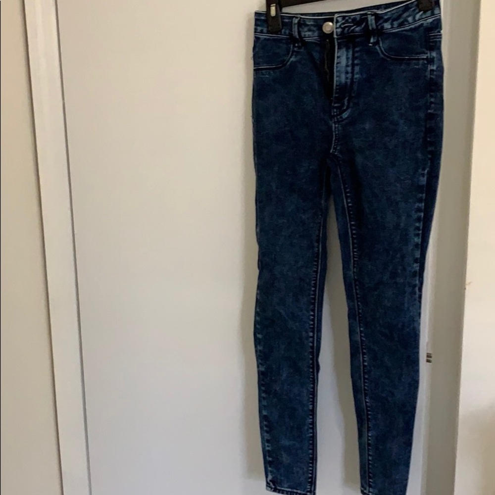 Denim acid wash high waisted jeans
